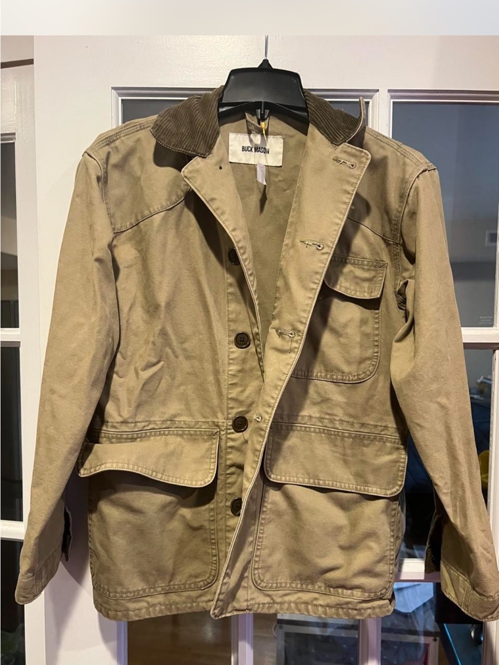 Buck Mason Olive-Tan Utility Field Jacket with Corduroy Collar